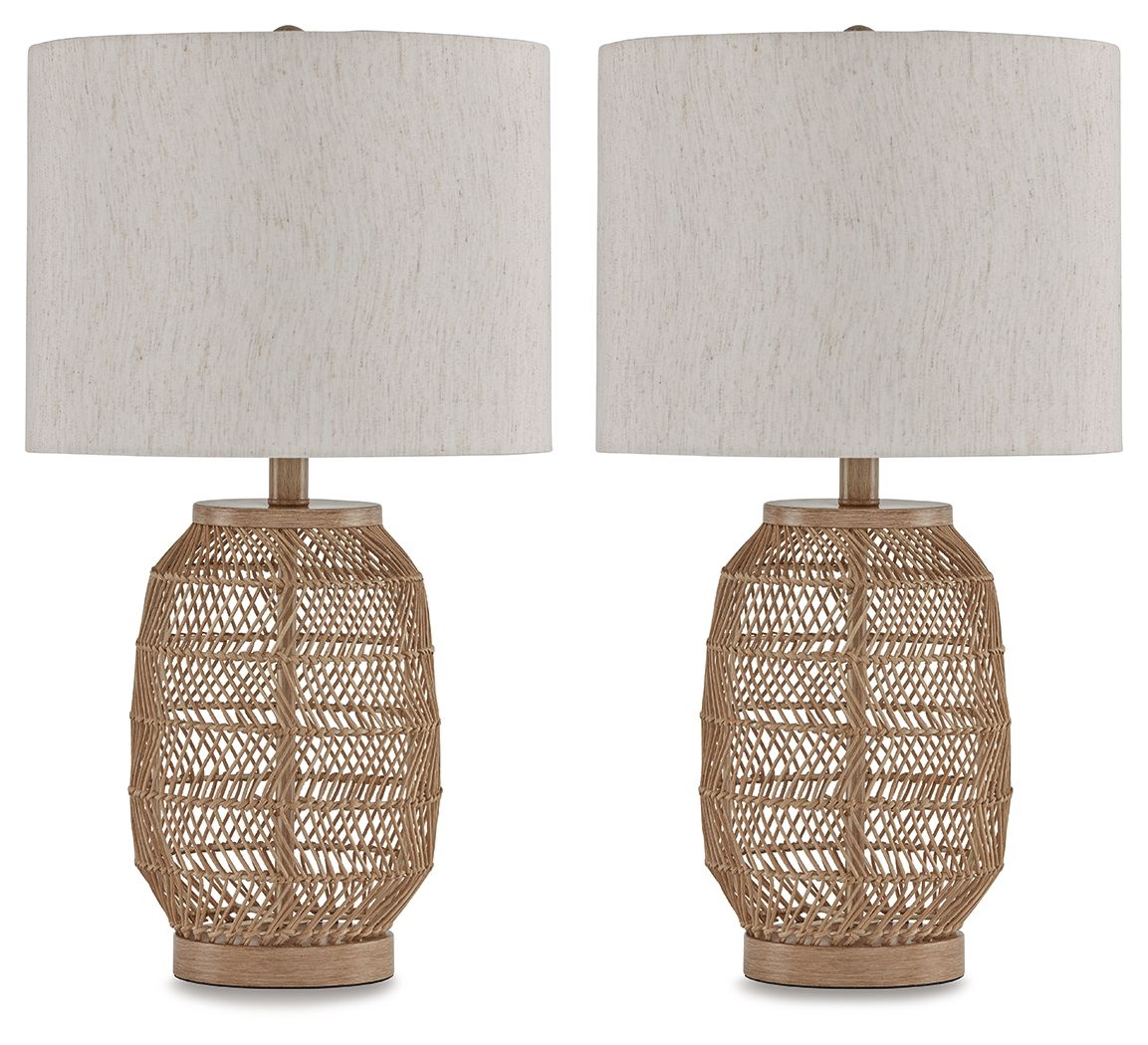 Orenman - Light Brown - Rattan Table Lamp (Set of 2)