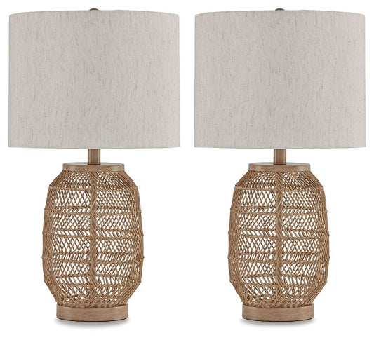 Orenman - Light Brown - Rattan Table Lamp (Set of 2)