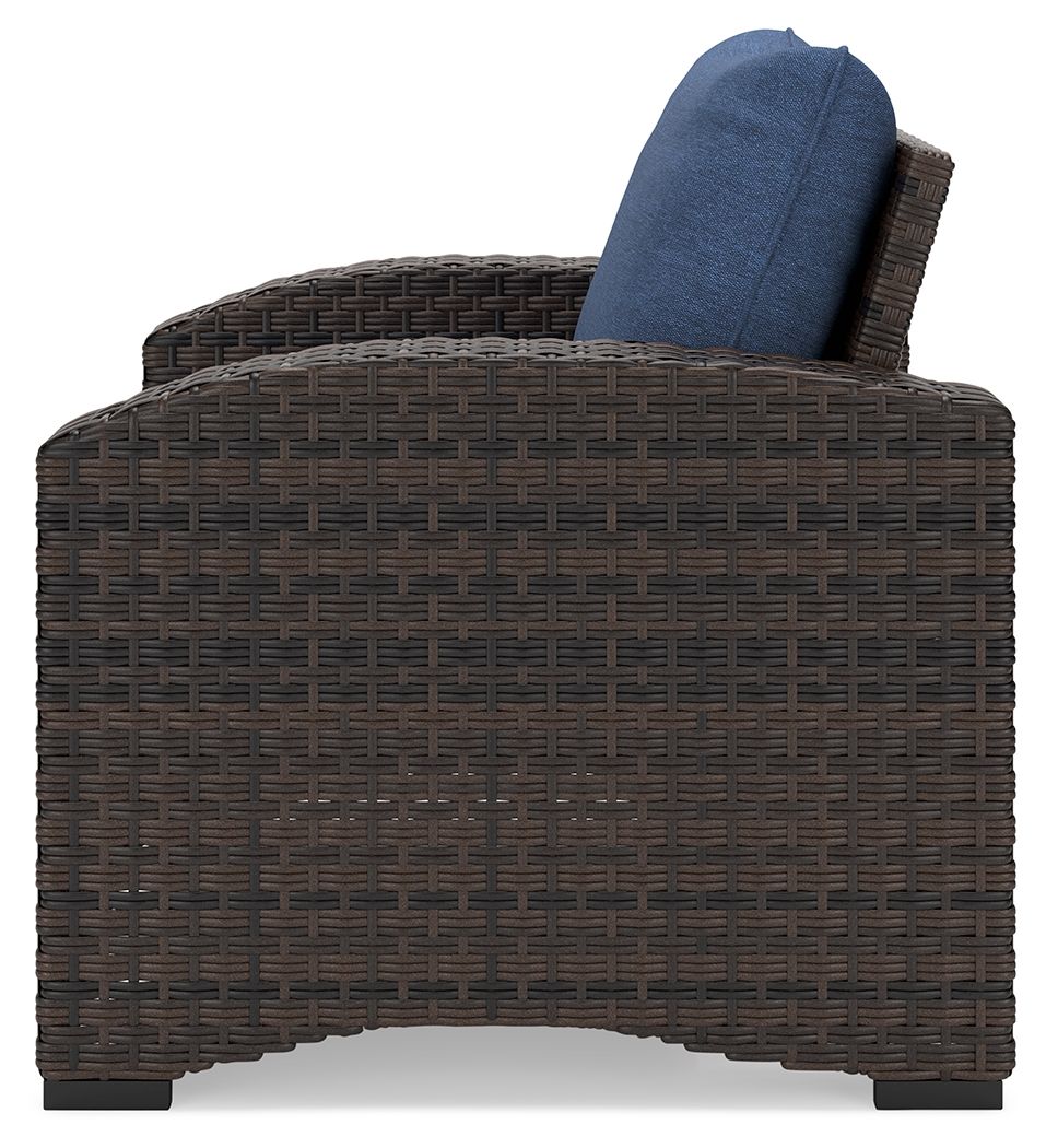 Windglow - Blue / Brown - Lounge Chair With Cushion