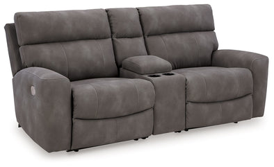 Next-gen Durapella - Slate - 3-Piece Power Reclining Sectional Loveseat With Console