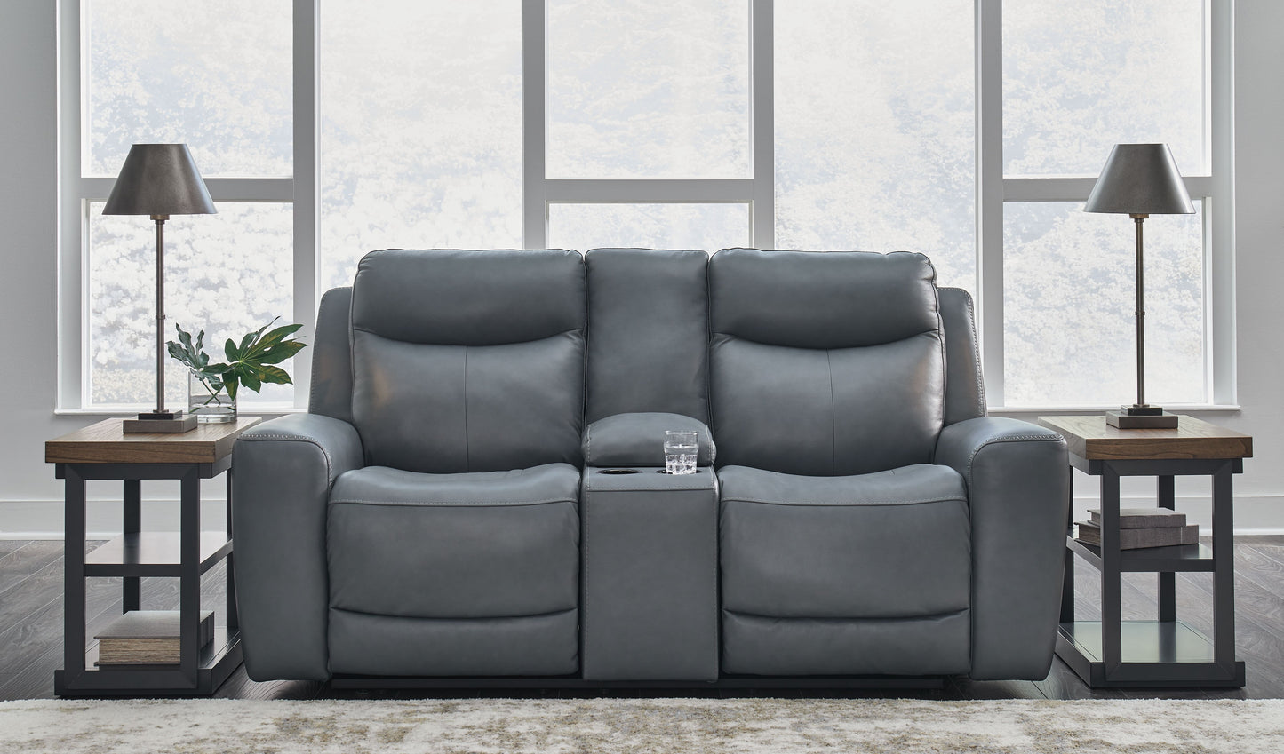 Mindanao - Steel - 2 Pc. - Power Reclining Sofa, Power Reclining Loveseat With Console