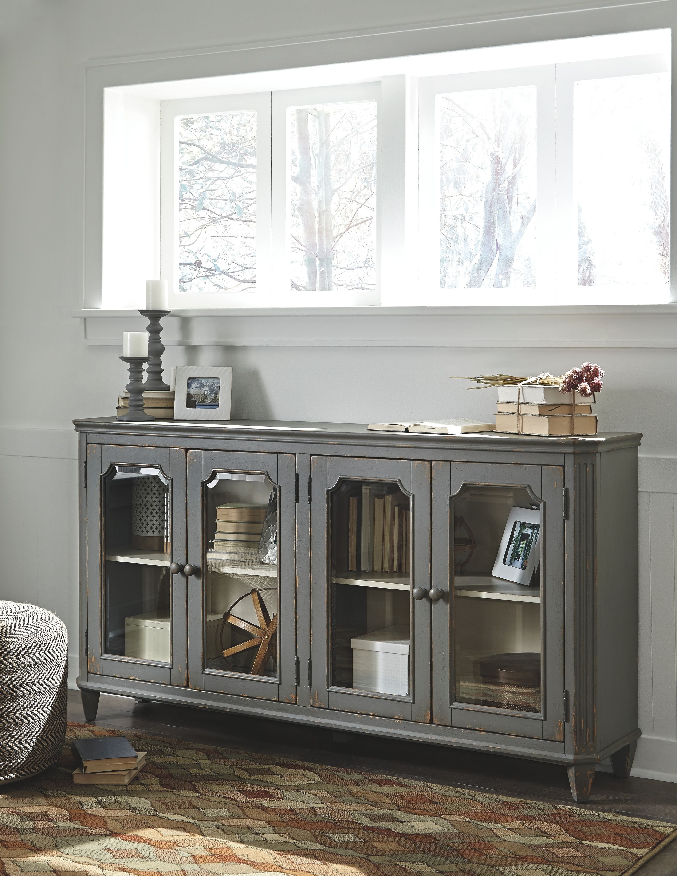 Mirimyn Antique Gray Accent Cabinet Mega Furniture Usa