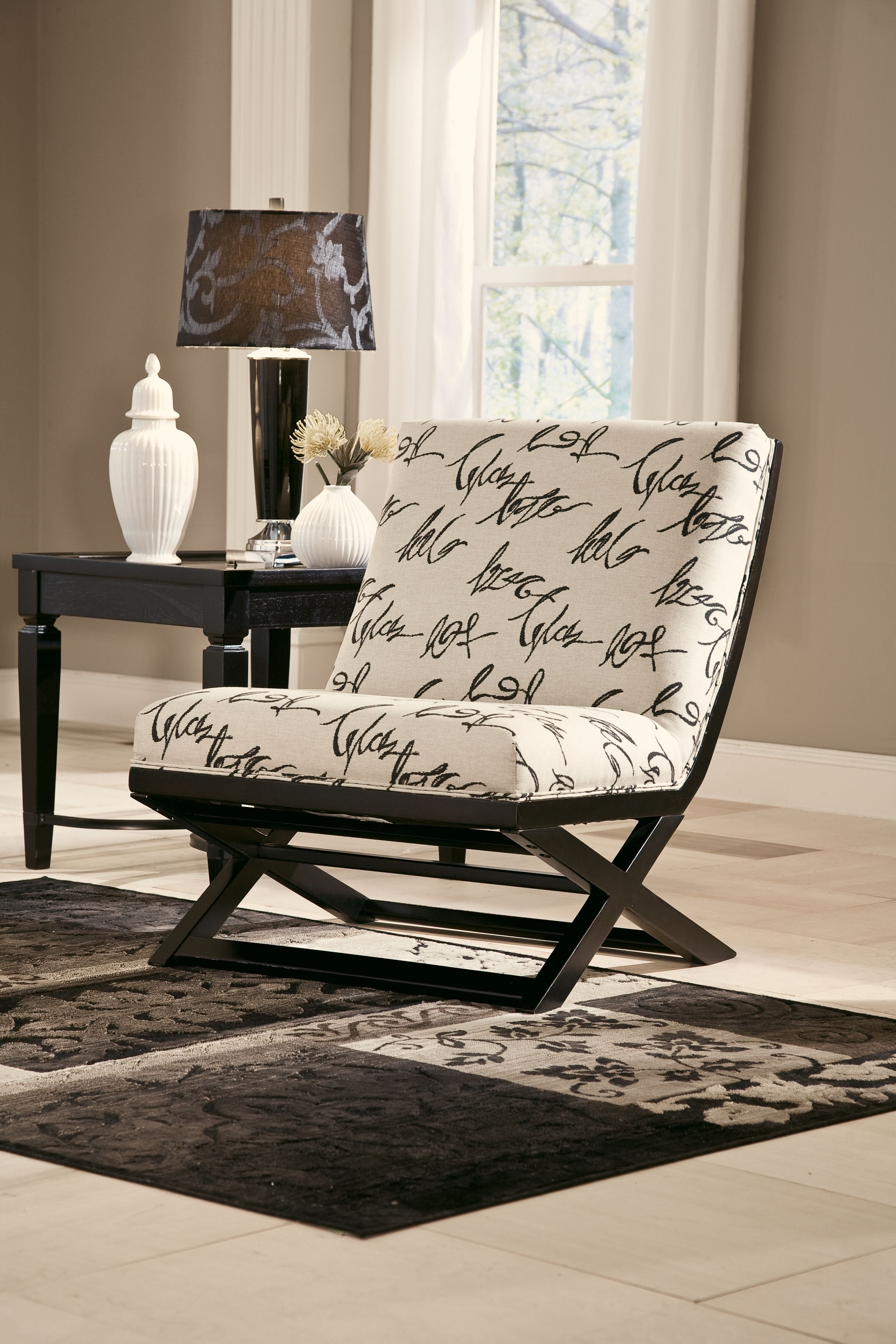 Levon Charcoal Showood Accent Chair