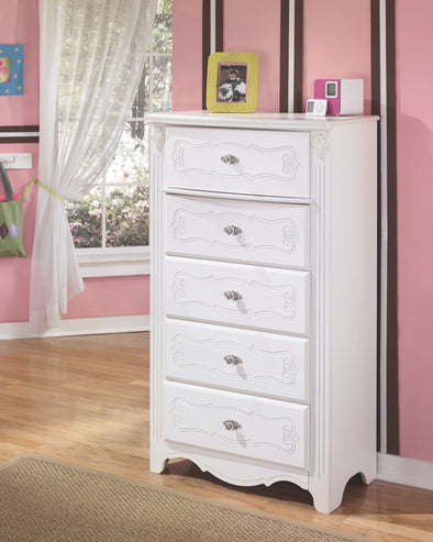 Exquisite - White - Five Drawer Chest