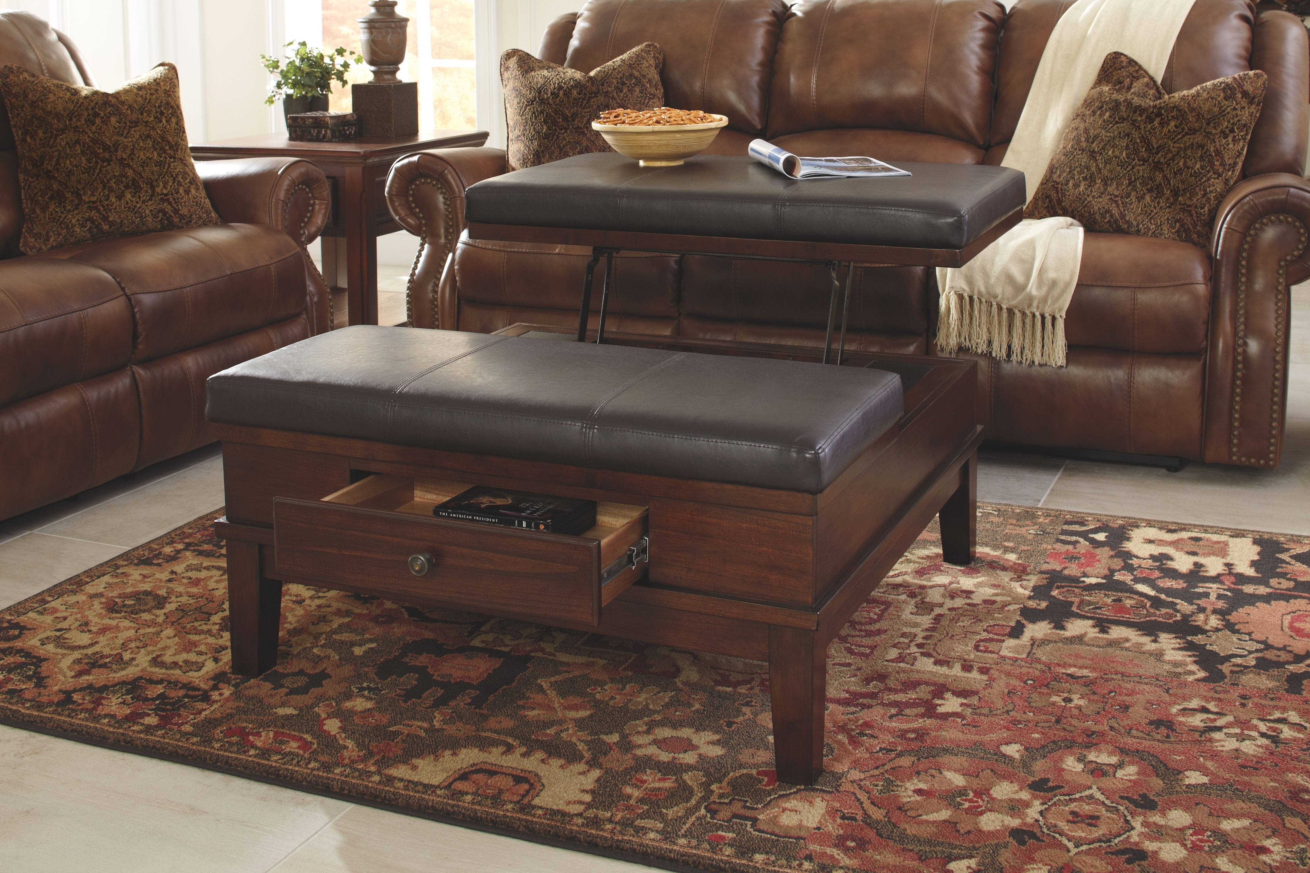 Gately - Medium Brown - Ottoman Cocktail Table