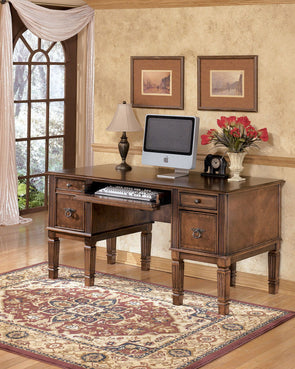 Hamlyn - Medium Brown - Home Office Storage Leg Desk