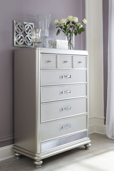 Coralayne - Silver - Five Drawer Chest